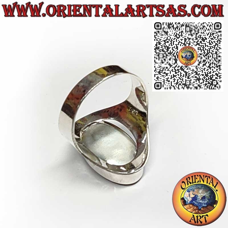 925er Silberring breite Band mit ovaler Abalone Paua Shell