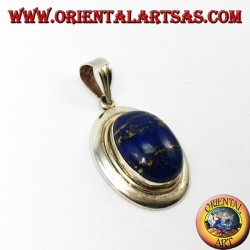 Colgante de plata con encaje lapis natural oval en el borde superior
