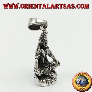 Silver pendant, Śiva (devanagari शिव adapted in Shiva)