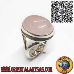 Bague en Argent 925 avec Quartz Rose Naturel Ovale et Monture en V – Symbole d’Amour et d’Harmonie