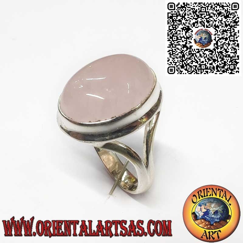 Anello in Argento 925 con Quarzo Rosa Naturale Ovale – Simbolo di Amore e Armonia