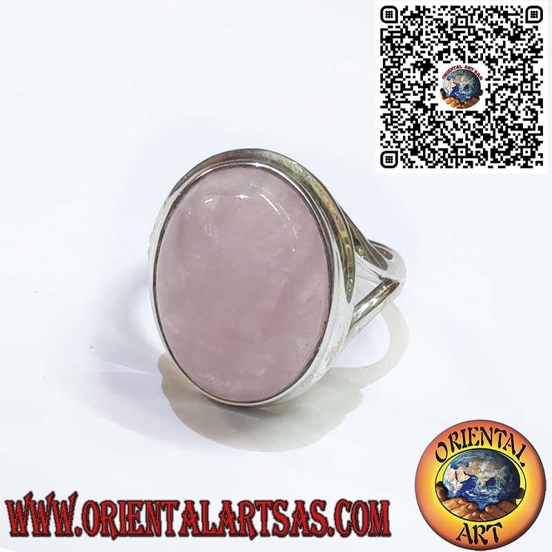 Anello in Argento 925 con Quarzo Rosa Naturale Ovale – Simbolo di Amore e Armonia