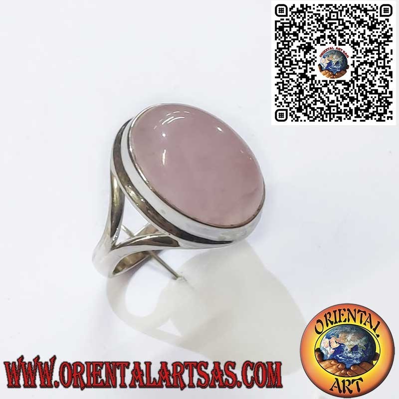 Anillo de Plata 925 con Cuarzo Rosa Natural Ovalado y Montura en V – Símbolo de Amor y Armonía