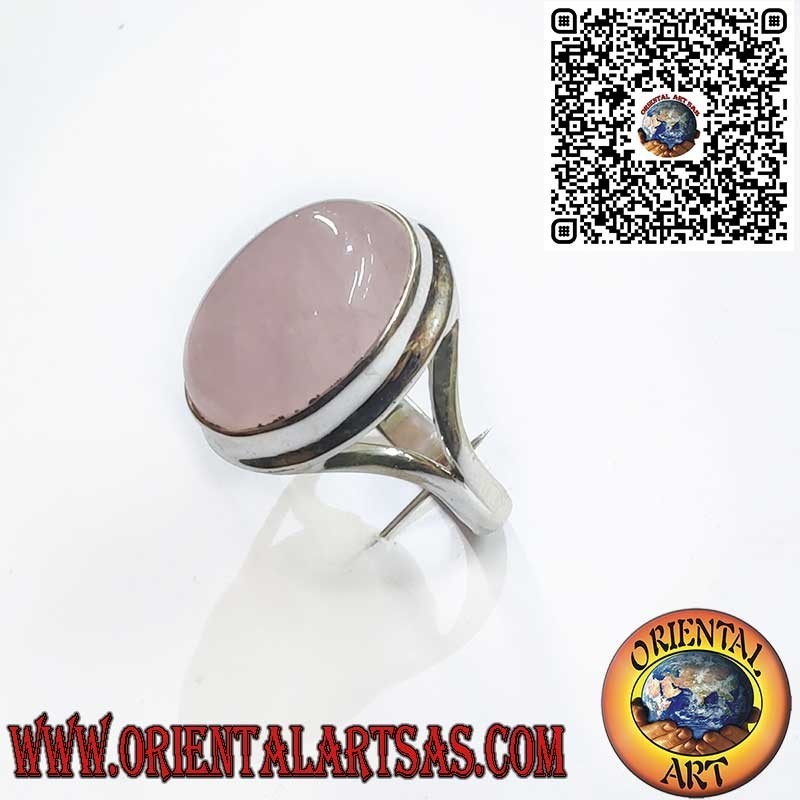 Bague en Argent 925 avec Quartz Rose Naturel Ovale et Monture en V – Symbole d’Amour et d’Harmonie