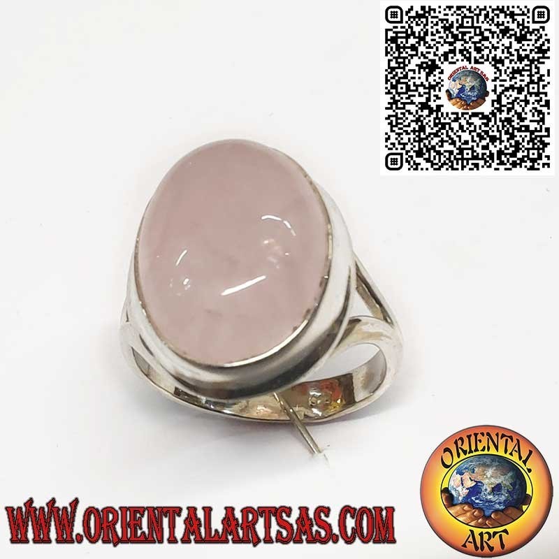Anello in Argento 925 con Quarzo Rosa Naturale Ovale – Simbolo di Amore e Armonia