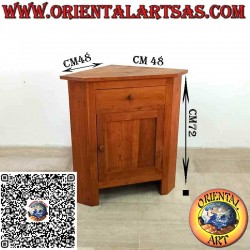 Eckbuffet aus Massivem Teakholz – Eckschrank mit 2 Türen und 1 Schublade