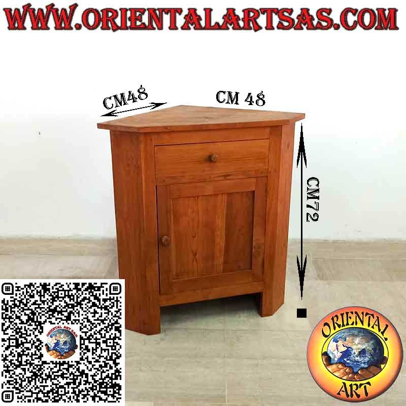 Eckbuffet aus Massivem Teakholz – Eckschrank mit 2 Türen und 1 Schublade