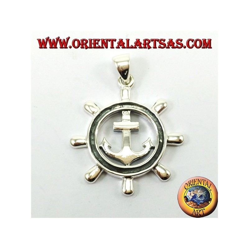 Silver pendant, Rudder with anchor