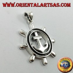 Pendentif en argent, timon avec ancre