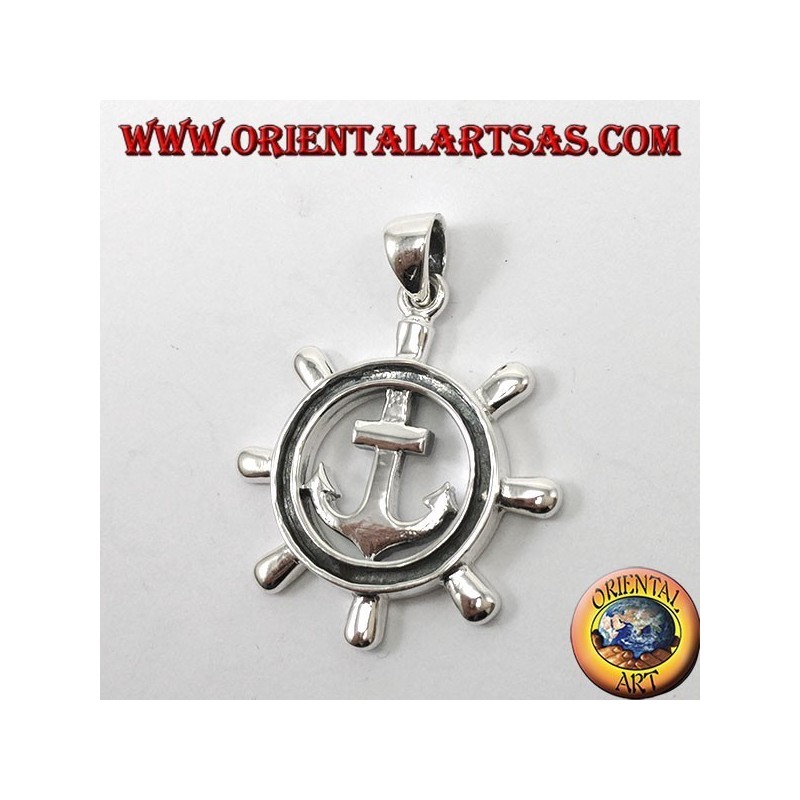 Pendentif en argent, timon avec ancre