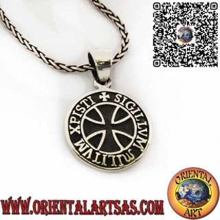 925 Sterling Silver Pendant with Templar Seal and Cross