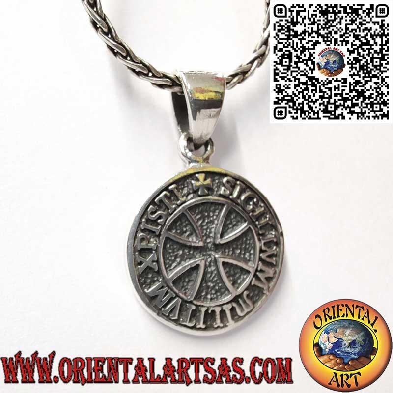Ciondolo in Argento 925 con Sigillo dei Cavalieri Templari e Croce Templare