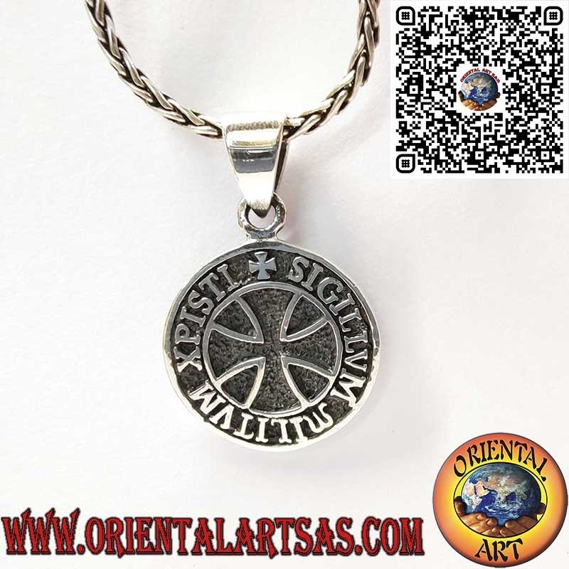 Pendentif en Argent 925 avec Sceau des Chevaliers Templiers et Croix Templaire