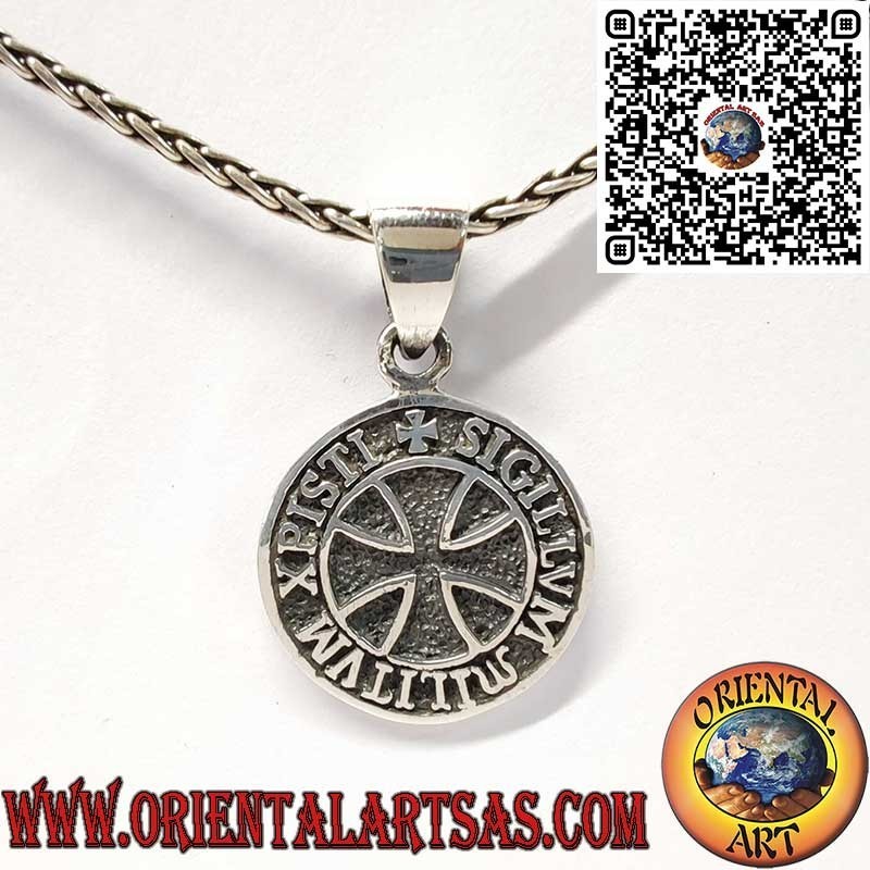 Ciondolo in Argento 925 con Sigillo dei Cavalieri Templari e Croce Templare
