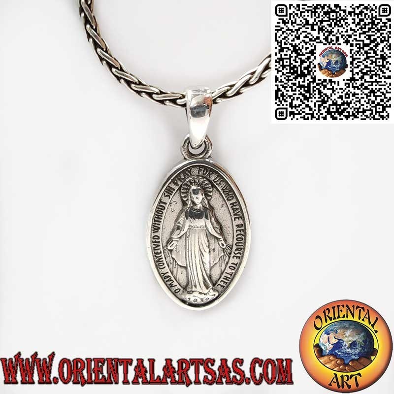 Pendentif Médaille Miraculeuse Double Face en Argent 925 – Vierge Marie