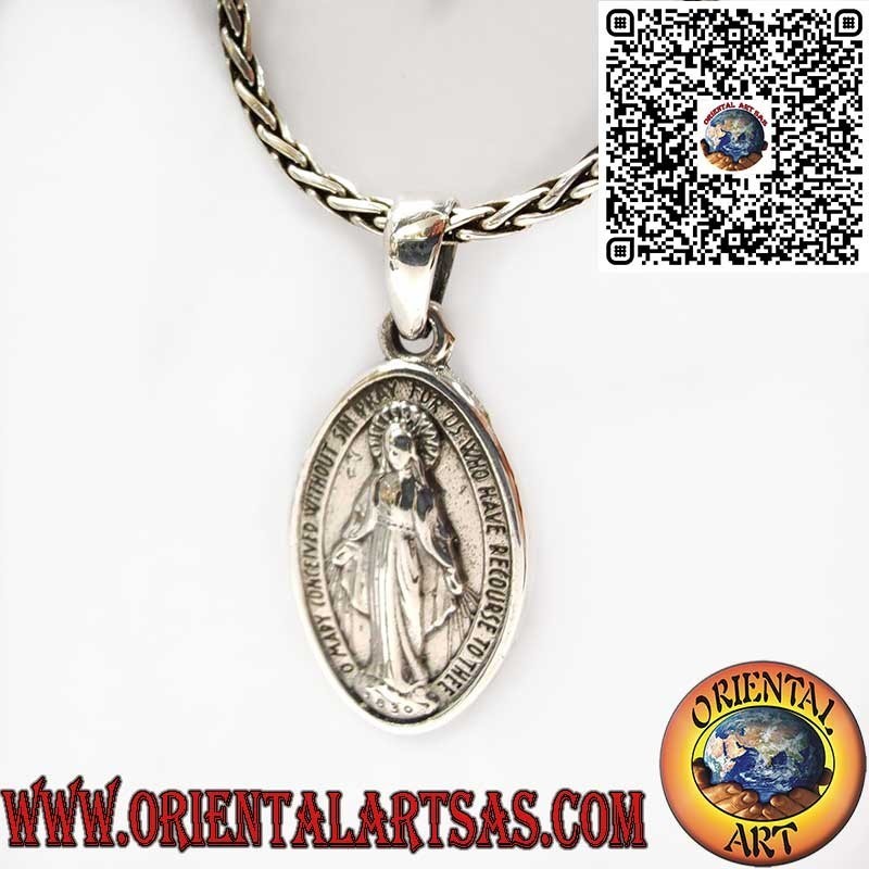Ciondolo in Argento 925 Miracolosa a Doppia Faccia – Medaglia della Vergine Maria