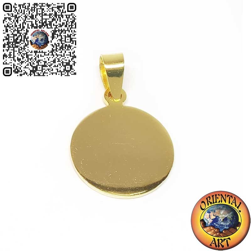 Colgante Redondo de Plata 925 Chapado en Oro con Rosa de los Vientos Grabada