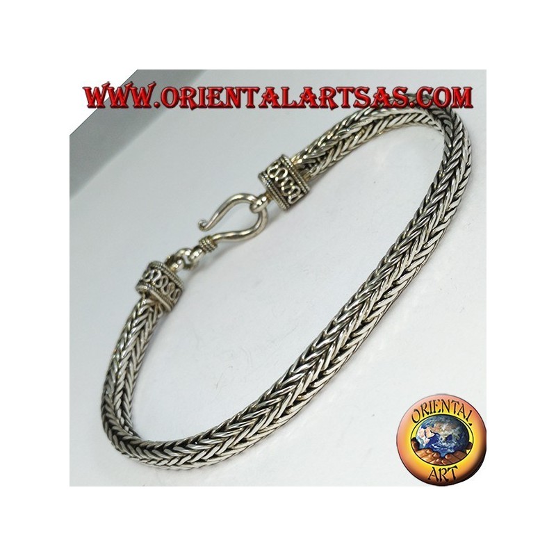 Silver bracelet, braid oval section 6 * 4 * 230 mm. of length