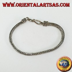 Bracelet en argent, tresse section ovale 6 * 4 * 230 mm. en longueur