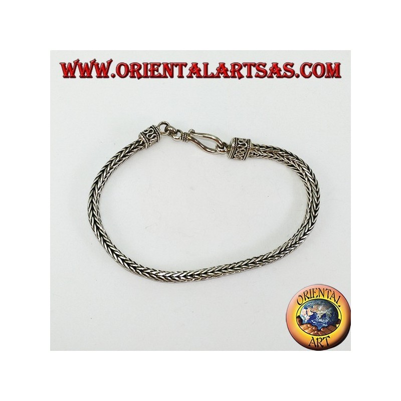 Silbernes Armband, Geflecht Oval Abschnitt 6 * 4 * 230 mm. in der Länge