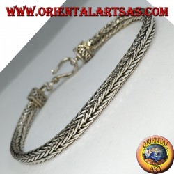 Pulsera de plata, trenza de sección oval 6 * 4 * 230 mm. de longitud