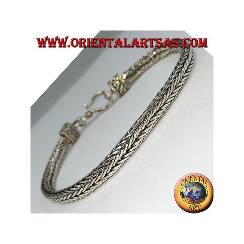 Silbernes Armband, Geflecht Oval Abschnitt 6 * 4 * 230 mm. in der Länge