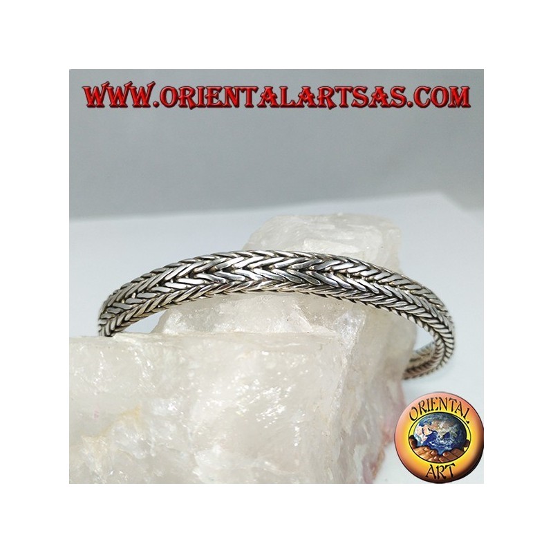 Silver bracelet, braid oval section 6 * 4 * 230 mm. of length