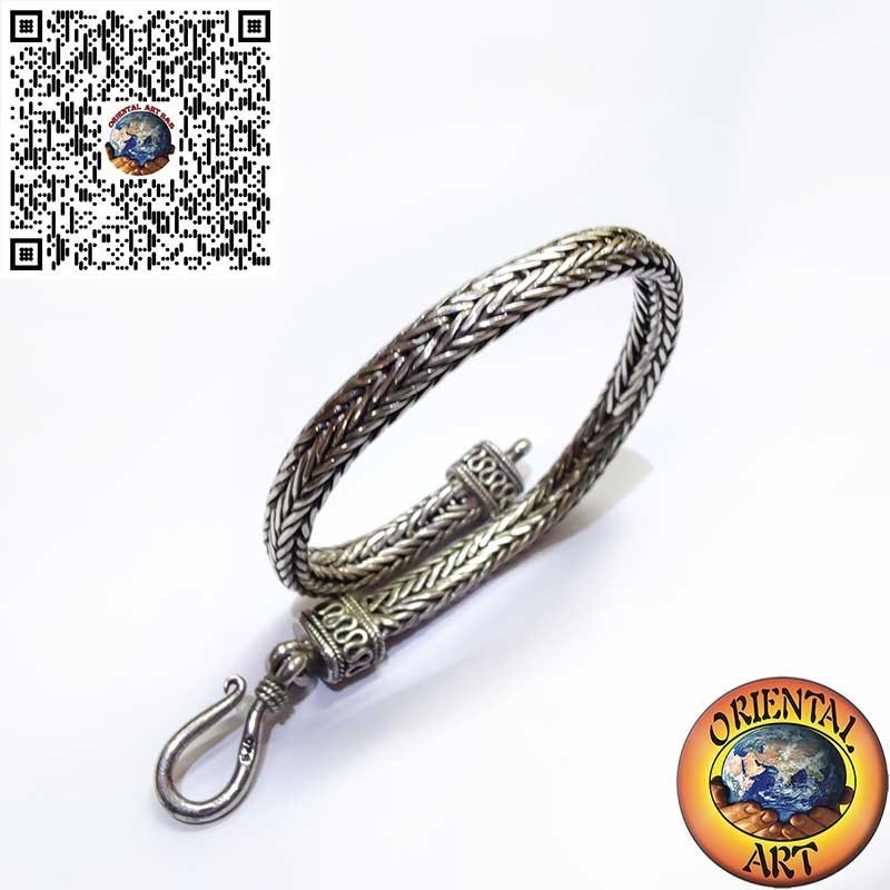 Bracelet en argent, tresse section ovale 6 * 4 * 230 mm. en longueur