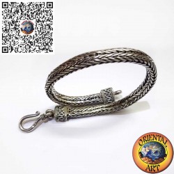 Pulsera de plata, trenza de sección oval 6 * 4 * 230 mm. de longitud