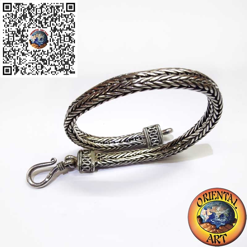 Silver bracelet, braid oval section 6 * 4 * 230 mm. of length