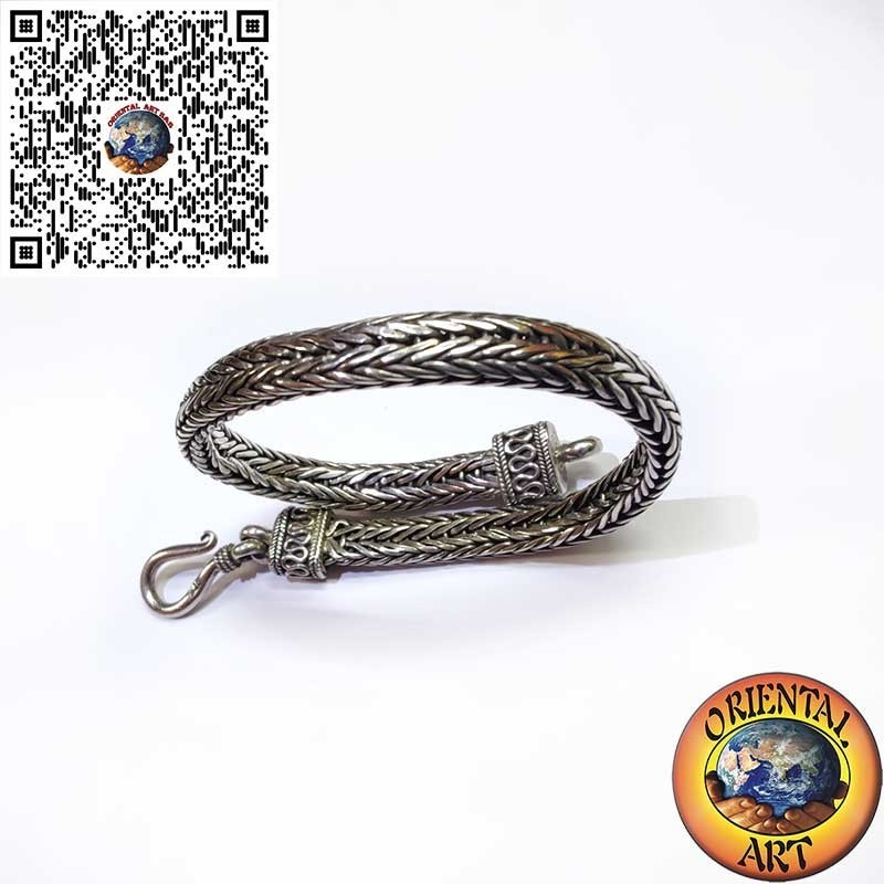 Silbernes Armband, Geflecht Oval Abschnitt 6 * 4 * 230 mm. in der Länge