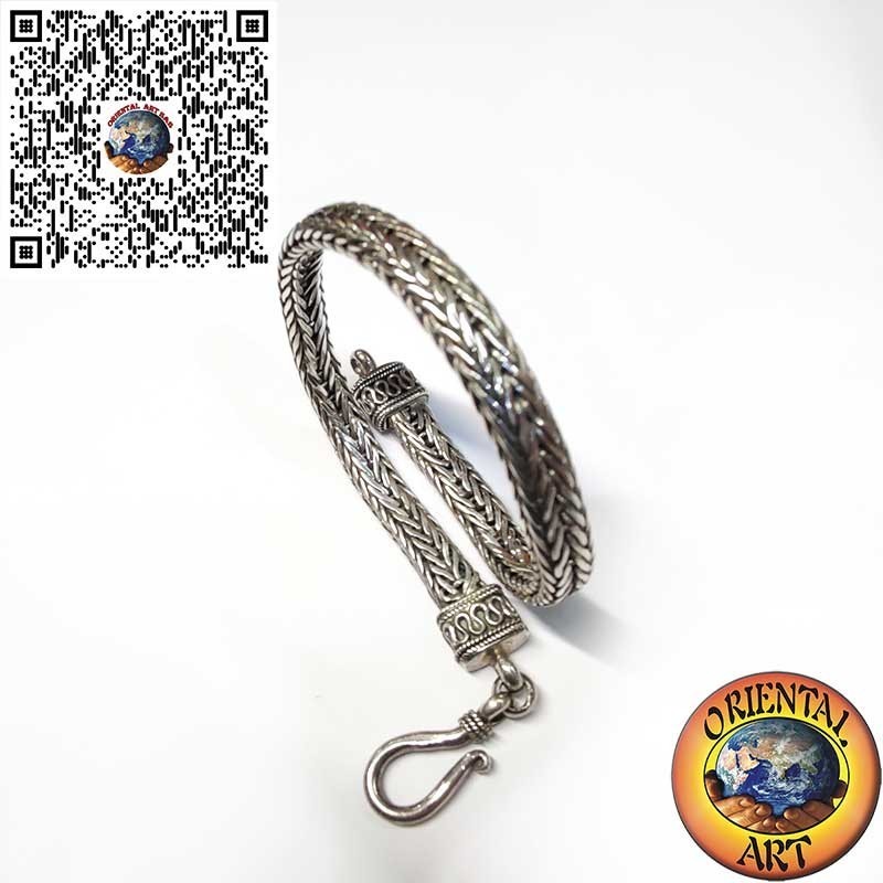Silbernes Armband, Geflecht Oval Abschnitt 6 * 4 * 230 mm. in der Länge