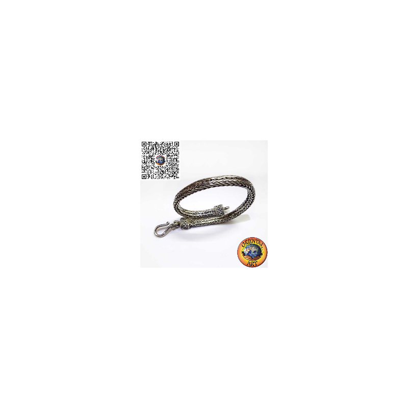 Bracelet en argent, tresse section ovale 6 * 4 * 230 mm. en longueur