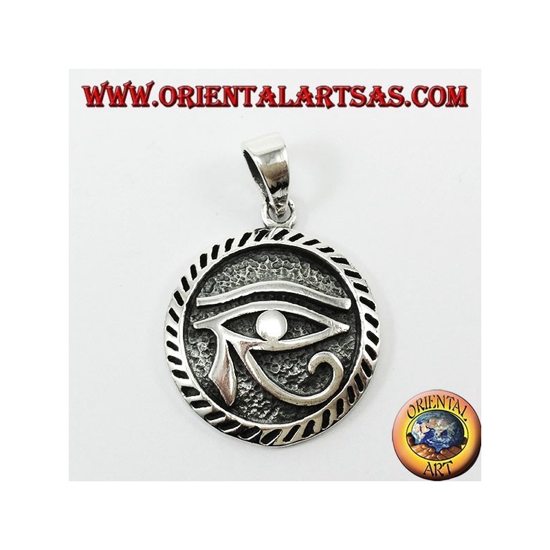 Colgante de plata, el ojo de Horus talló el símbolo de la prosperidad