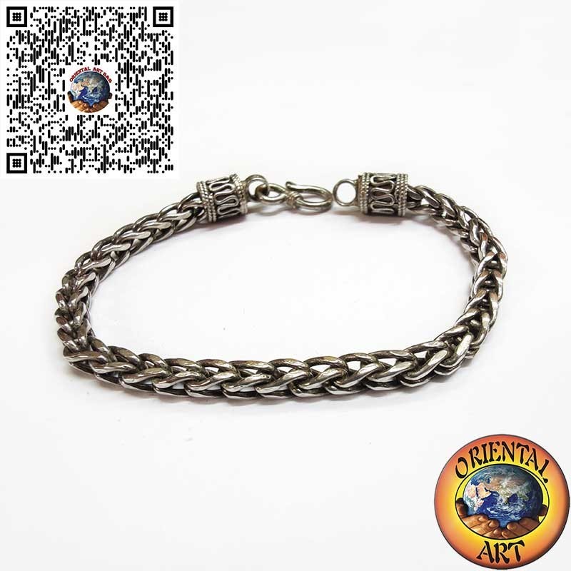 Sterling Silver Braided Bracelet – Square Section 5×5 mm, 20.5 cm Length