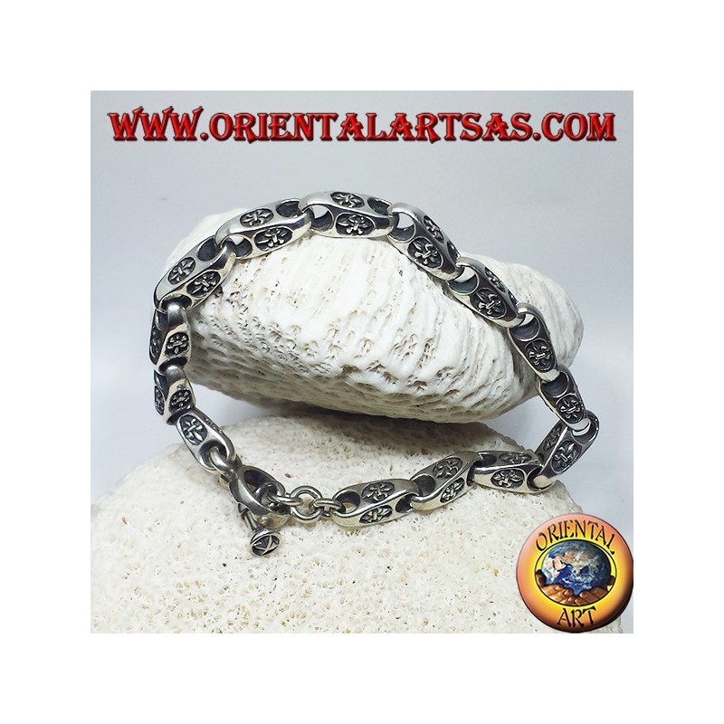 bracciale in argento, catena con giglio