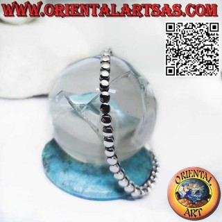 Pulsera luminosa en plata 925 ‰ compuesta por una hilera de cilindros
