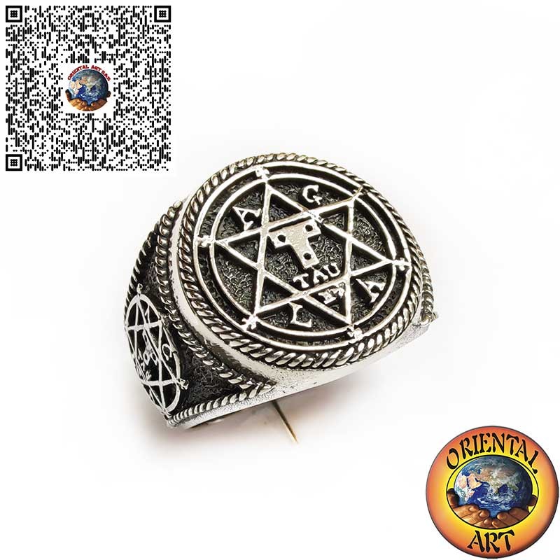 925er Silberring mit Salomonssiegel 3D – Handgefertigtes Hexagramm, Spiritueller Talisman für Herren