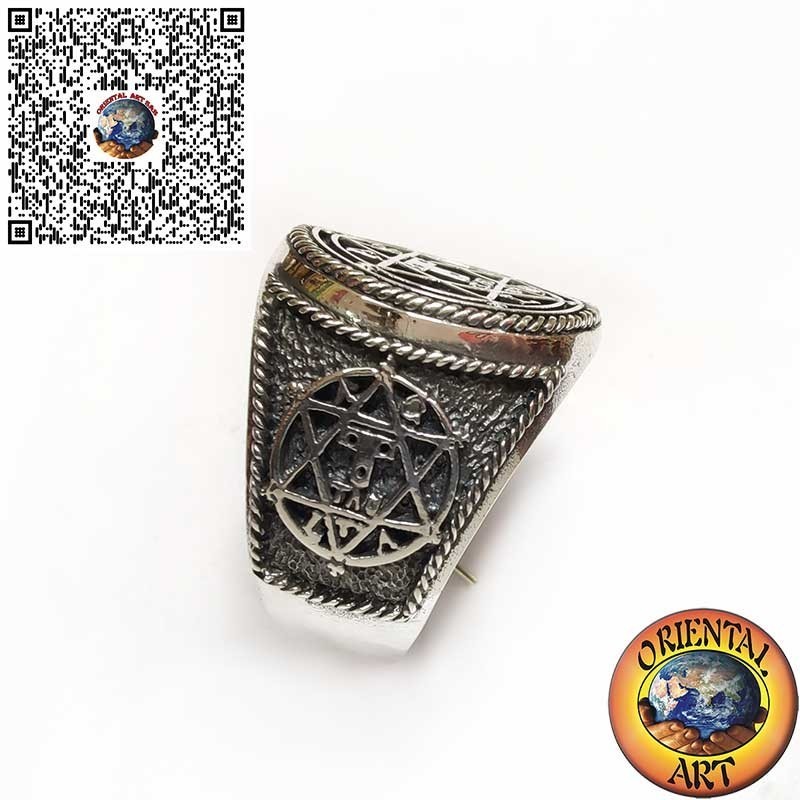 925er Silberring mit Salomonssiegel 3D – Handgefertigtes Hexagramm, Spiritueller Kabbala-Talisman für Herren