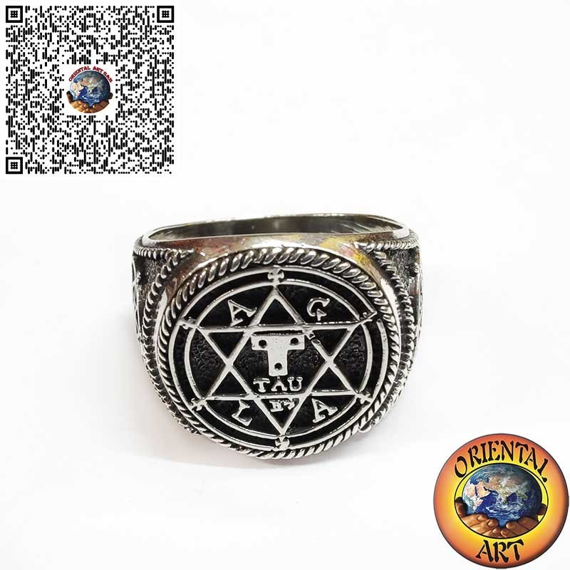 925er Silberring mit Salomonssiegel 3D – Handgefertigtes Hexagramm, Spiritueller Kabbala-Talisman für Herren