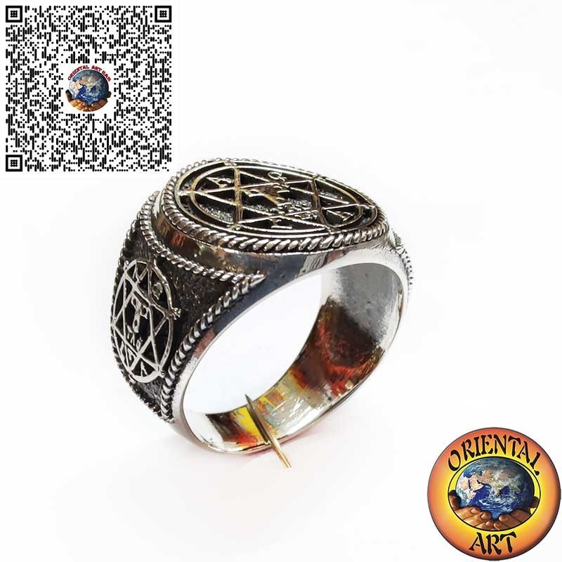 Sterling Silver Solomon’s Seal 3D Ring – Handmade Hexagram, Spiritual Amulet, Gift for Him
