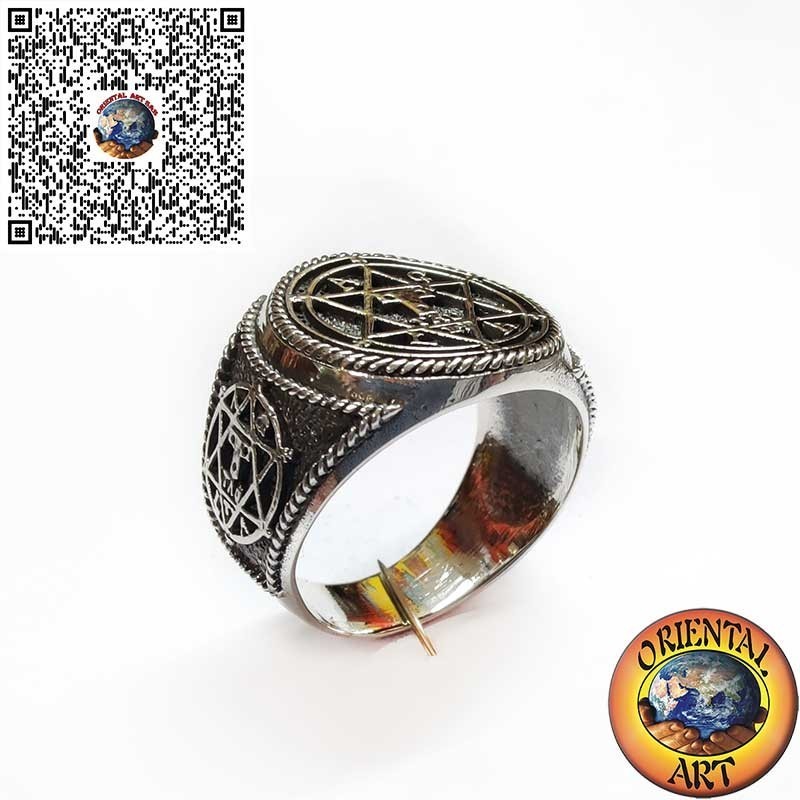 Sterling Silver Solomon’s Seal 3D Ring – Handmade Hexagram, Spiritual Amulet, Gift for Him