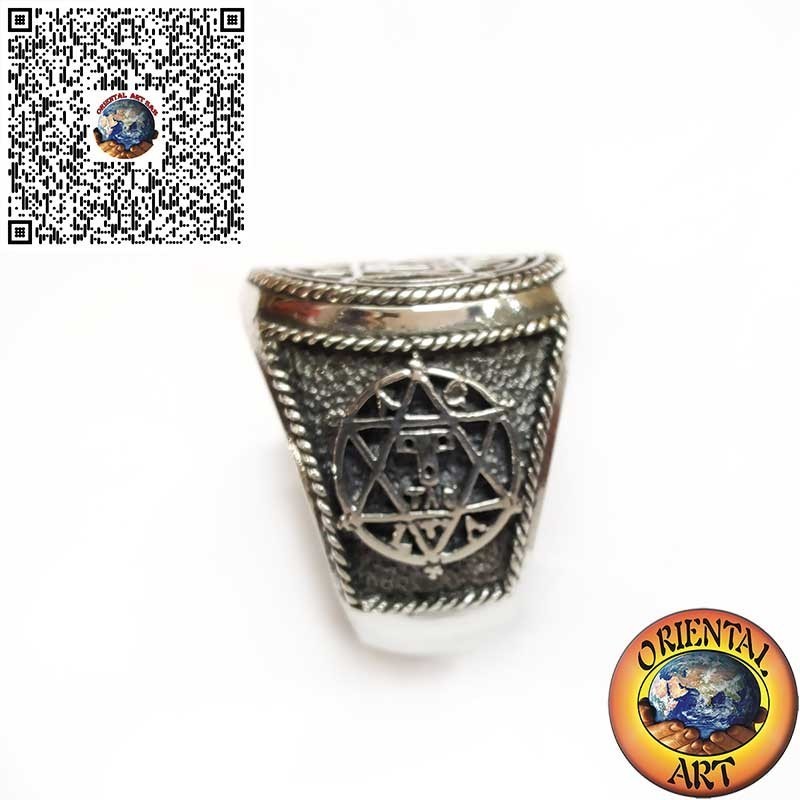 Bague en Argent 925 Sceau de Salomon 3D – Hexagramme fait main, Amulette Spirituelle, Cadeau pour Lui