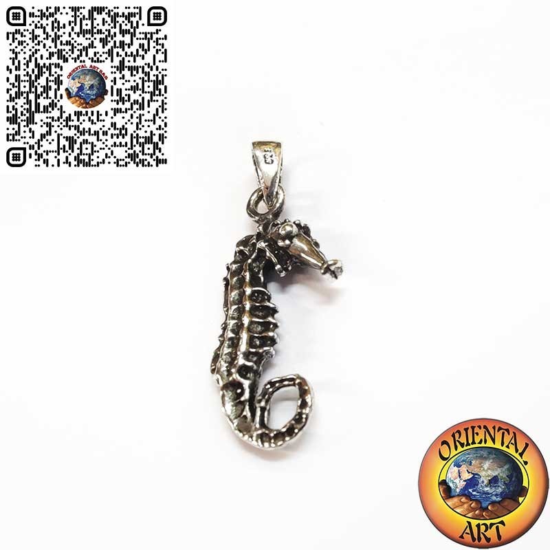 3D Silver Seahorse "Hippocampus" Pendant