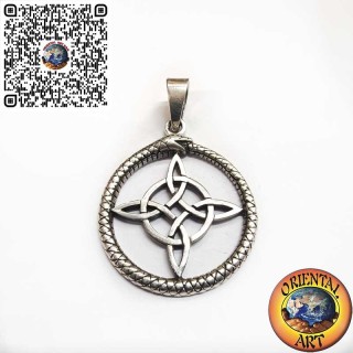 Silberanhänger Hexenknoten im Ouroboros