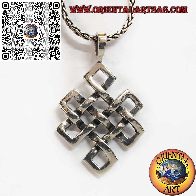 Colgante Shrivatsa de Plata 925 – Nudo Infinito Tibetano de la Suerte