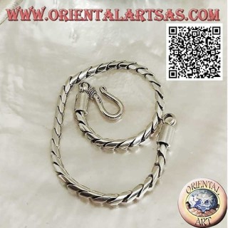 Bracelet articulé rond en argent doux avec crochet lisse de 20 cm x 3 mm