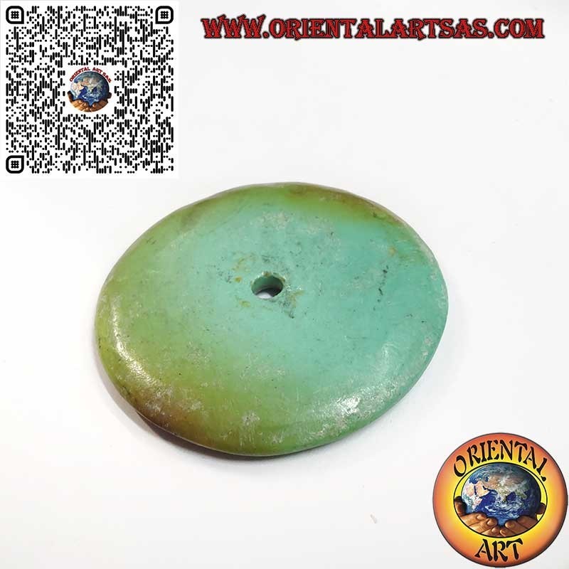 Colgante de rosquilla/disco tibetano antiguo de 42 mm. Ø cordón incluido