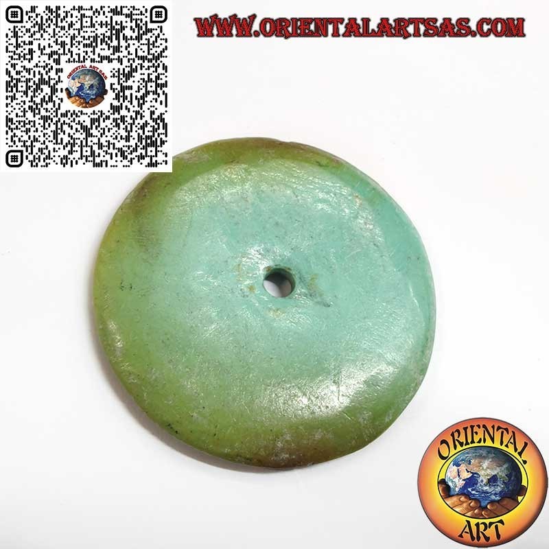 Antique Tibetan Turquoise Disc/Donut Pendant, 42mm. Ø lanyard included
