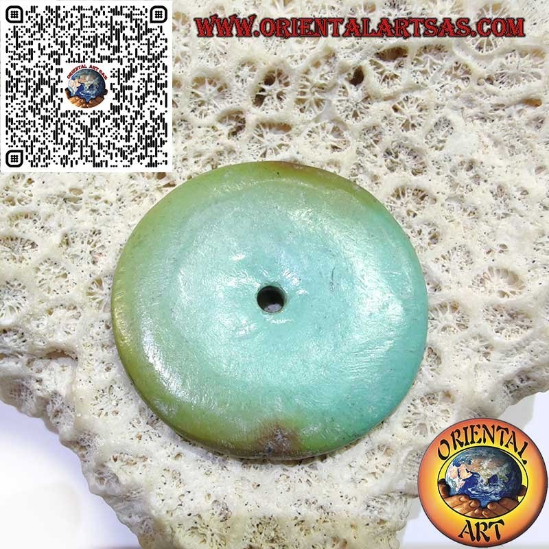 Colgante de rosquilla/disco tibetano antiguo de 42 mm. Ø cordón incluido